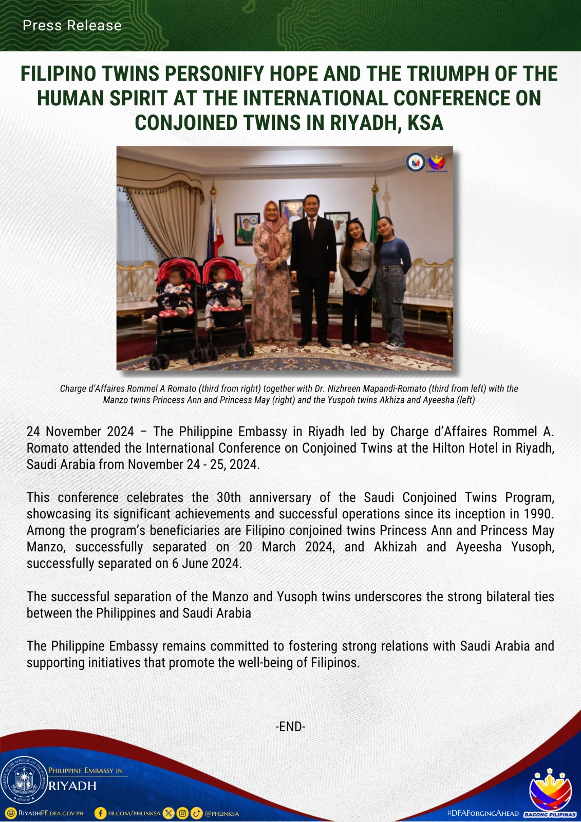 FILIPINO TWINS PERSONIFY HOPE AND THE TRIUMPH OF THE HUMAN SPIRIT AT THE INTERNATIONAL CONFERENCE ON CONJOINED TWINS IN RIYADH KSA 01