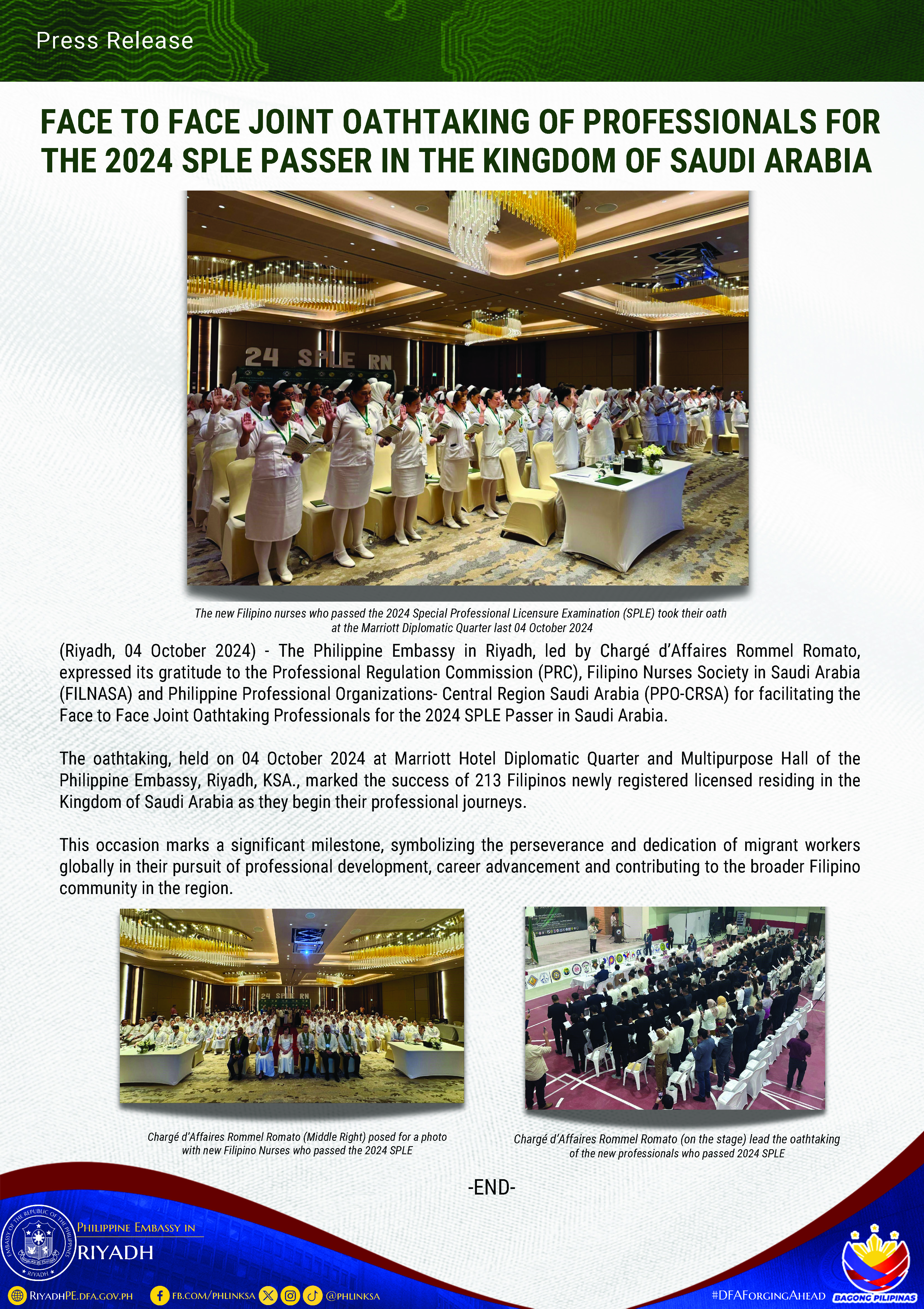 PR 044 2024 Face to Face Joint Oathtaking of Professionals for the 2024 SPLE Passer in the Kingdom of Saudi Arabia