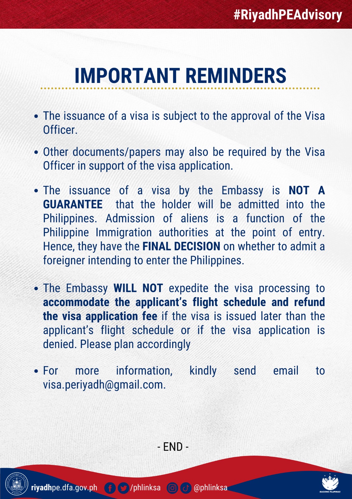 VISA Application Important Reminders EN