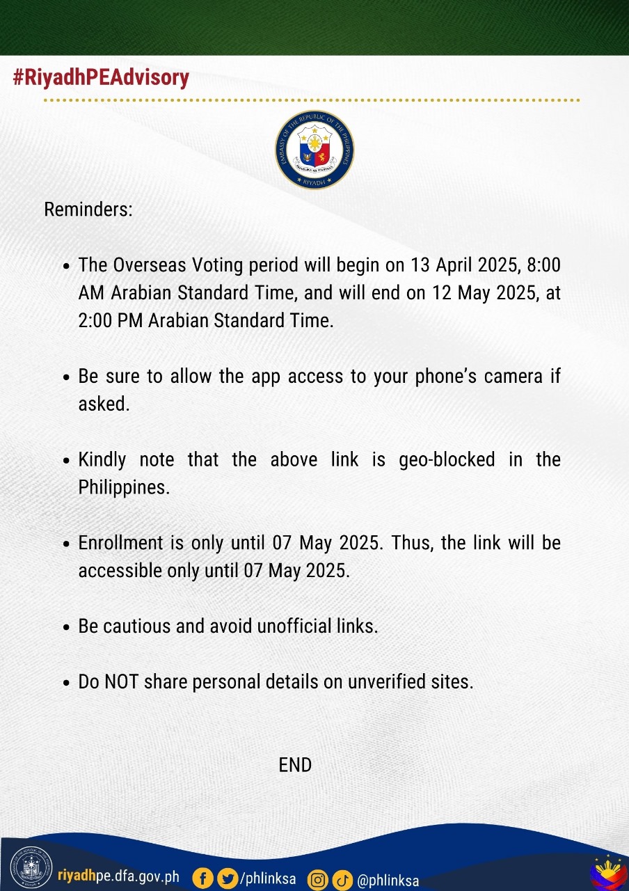 Advisory on the Online Voting Counting System OVCS Pre Voting Enrollment for the 2025 National and Local Elections p3