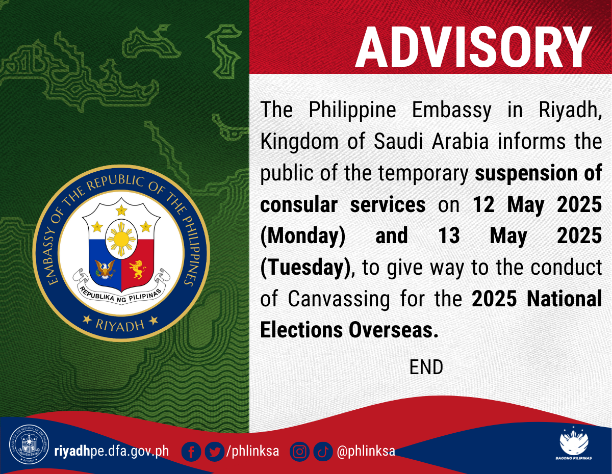 Temporary Suspension of Consular Services on 12 May 2025 and 13 May 2025