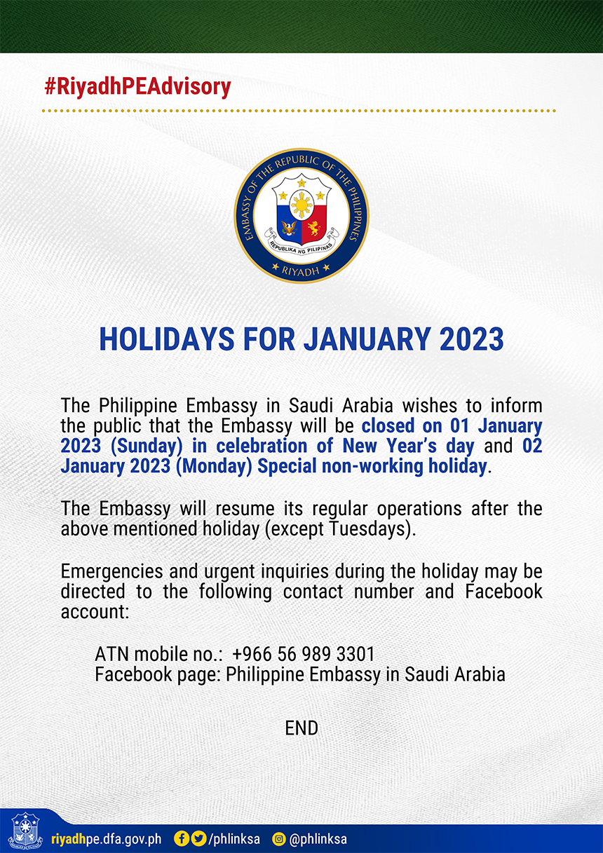 Holidays for January 2023 1