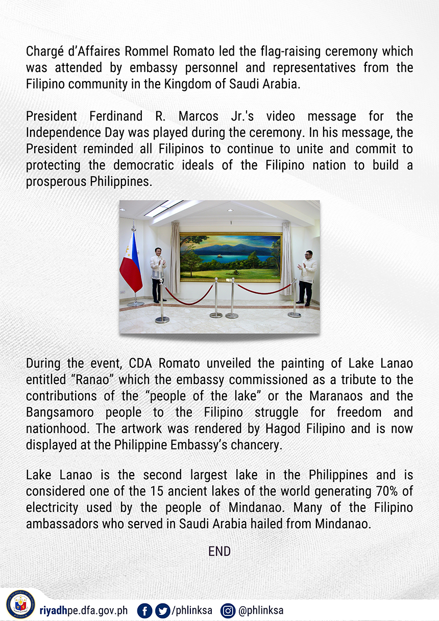 Philippine Embassy Unveils 125th Independece Day Gift Painting of Lake Lanao 2