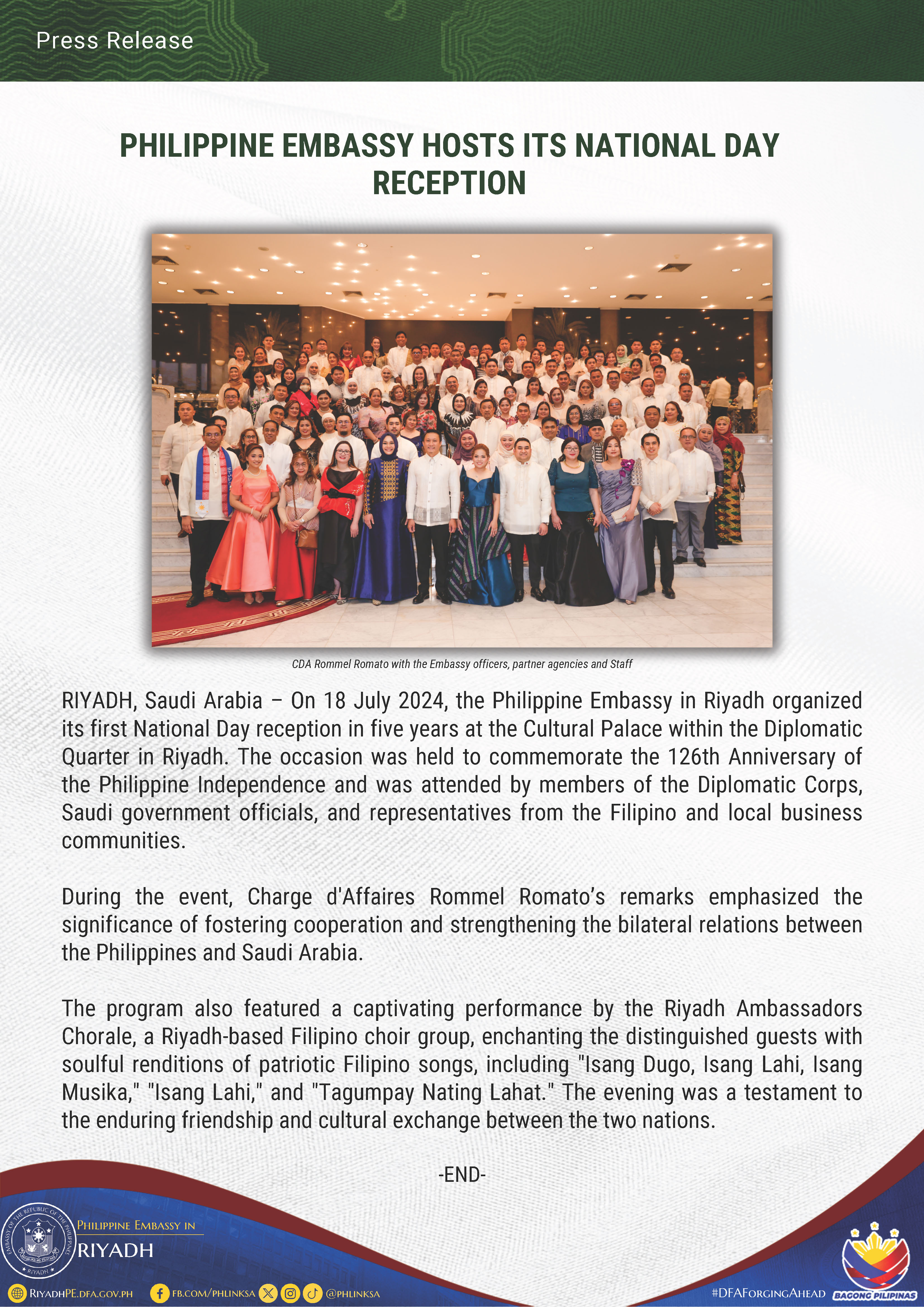 PR 034 2024 PHILIPPINE EMBASSY HOSTS ITS NATIONAL DAY RECEPTION Page 1